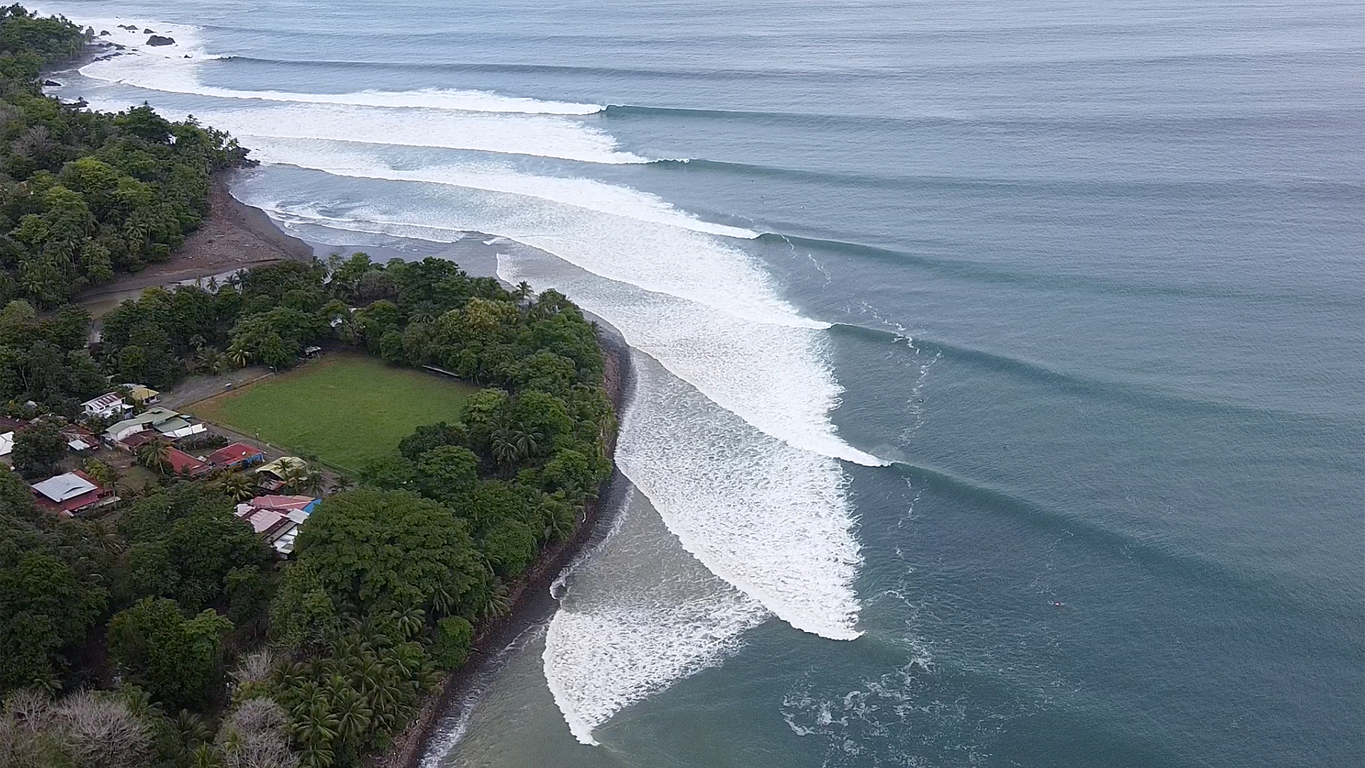 Aerial view of Pavones point break, Costa Rica